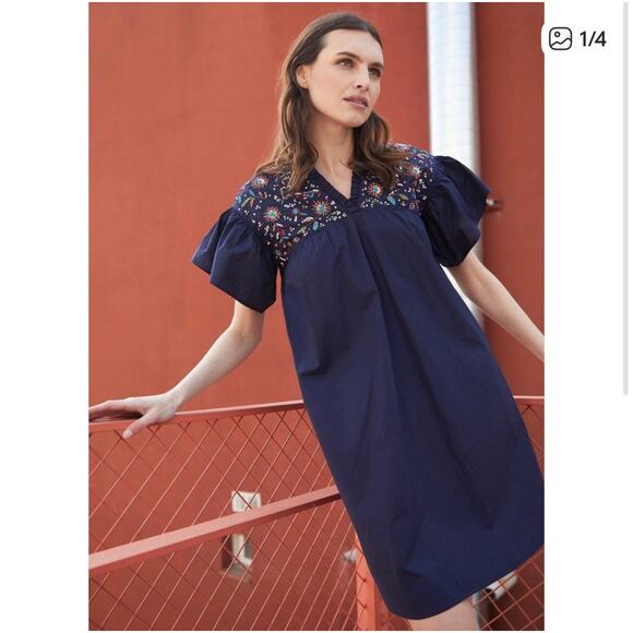 Vilagallo Eliza Dress- Navy - Picture 1 of 15
